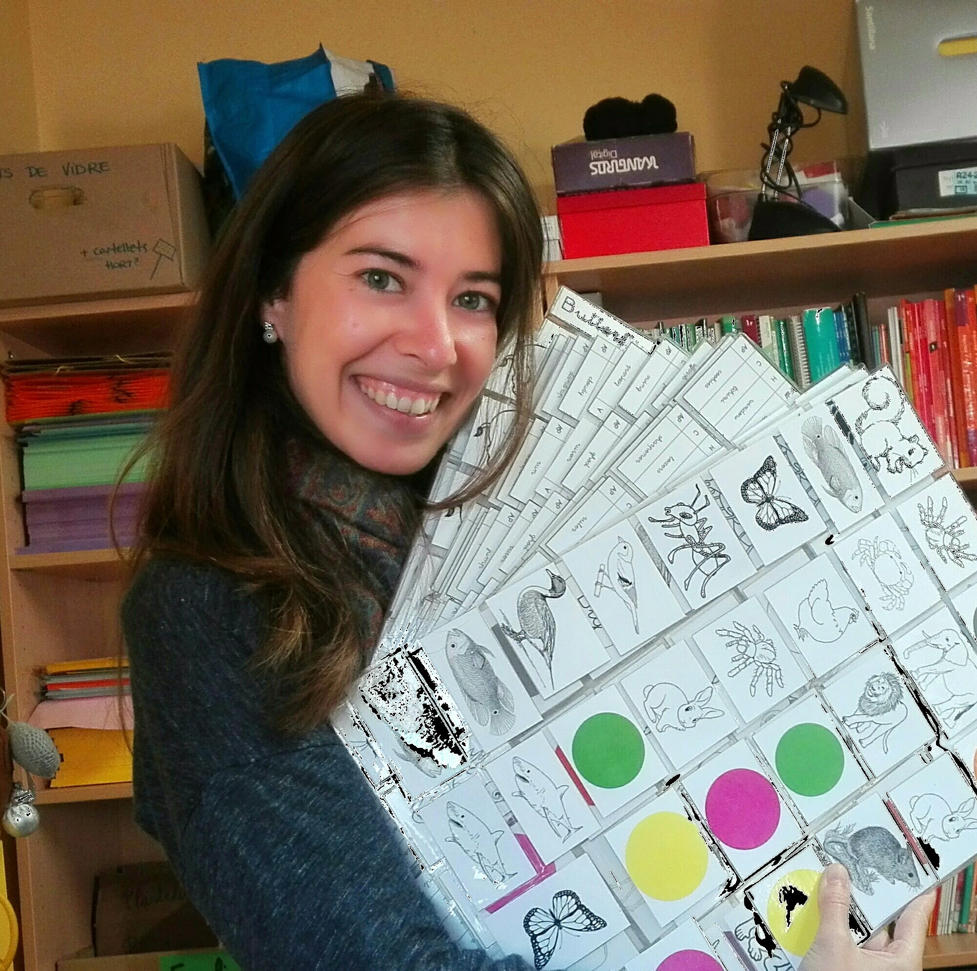 Maria Galí Cabana creating classroom materials in 2012 at Jesuïtes Educació, Barcelona
